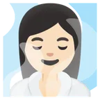 Google 플랫폼을 위한 woman in steamy room: light skin tone