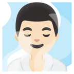man in steamy room: light skin tone for Google platform