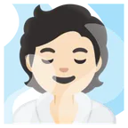 Google 플랫폼을 위한 person in steamy room: light skin tone