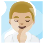 man in steamy room: medium-light skin tone for Google platform