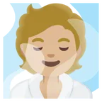 Google 플랫폼을 위한 person in steamy room: medium-light skin tone
