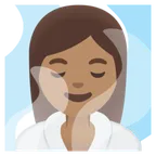 woman in steamy room: medium skin tone สำหรับแพลตฟอร์ม Google