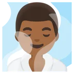 man in steamy room: medium-dark skin tone til Google platform