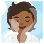 person in steamy room: medium-dark skin tone untuk platform Google