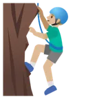 man climbing: medium-light skin tone til Google platform