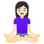 woman in lotus position: light skin tone for Google platform