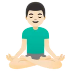 man in lotus position: light skin tone for Google platform