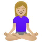woman in lotus position: medium-light skin tone para a plataforma Google