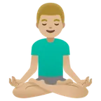 man in lotus position: medium-light skin tone für Google Plattform