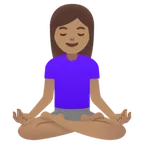 woman in lotus position: medium skin tone til Google platform