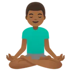 man in lotus position: medium-dark skin tone for Google platform
