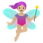 Google 平台中的 woman fairy: medium-light skin tone