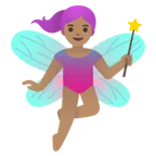 woman fairy: medium skin tone untuk platform Google