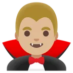 Google platformu için man vampire: medium-light skin tone