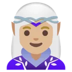 woman elf: medium-light skin tone untuk platform Google
