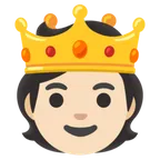 person with crown: light skin tone สำหรับแพลตฟอร์ม Google