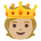 person with crown: medium-light skin tone สำหรับแพลตฟอร์ม Google