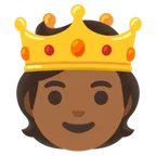person with crown: medium-dark skin tone สำหรับแพลตฟอร์ม Google