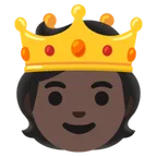 person with crown: dark skin tone untuk platform Google