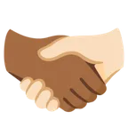 handshake: medium-dark skin tone, light skin tone for Google platform