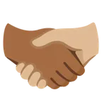 handshake: medium-dark skin tone, medium-light skin tone per la piattaforma Google