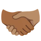 handshake: medium-dark skin tone, medium skin tone per la piattaforma Google
