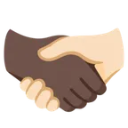handshake: dark skin tone, light skin tone til Google platform