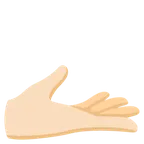 palm up hand: light skin tone untuk platform Google