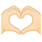 heart hands: light skin tone untuk platform Google