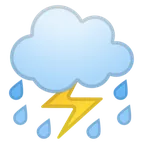 Googleプラットフォームのcloud with lightning and rain