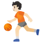 person bouncing ball: light skin tone untuk platform Google