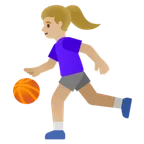 woman bouncing ball: medium-light skin tone لمنصة Google