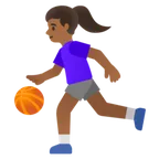 woman bouncing ball: medium-dark skin tone لمنصة Google