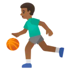 man bouncing ball: medium-dark skin tone สำหรับแพลตฟอร์ม Google