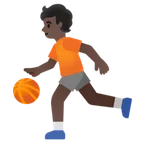 person bouncing ball: dark skin tone untuk platform Google