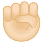 raised fist: light skin tone untuk platform Google