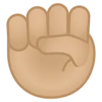 raised fist: medium-light skin tone per la piattaforma Google