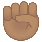 raised fist: medium skin tone per la piattaforma Google