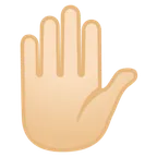 raised hand: light skin tone per la piattaforma Google