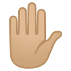 raised hand: medium-light skin tone untuk platform Google