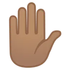 raised hand: medium skin tone pentru platforma Google