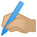 Google dla platformy writing hand: medium-light skin tone