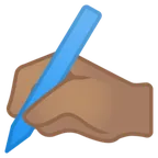 writing hand: medium skin tone per la piattaforma Google