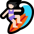 woman surfing: light skin tone untuk platform Microsoft
