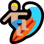 person surfing: medium-light skin tone untuk platform Microsoft