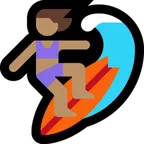 woman surfing: medium skin tone สำหรับแพลตฟอร์ม Microsoft