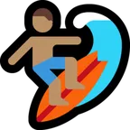 man surfing: medium skin tone untuk platform Microsoft