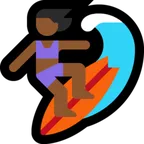 woman surfing: medium-dark skin tone สำหรับแพลตฟอร์ม Microsoft