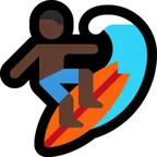 person surfing: dark skin tone สำหรับแพลตฟอร์ม Microsoft