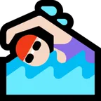 woman swimming: light skin tone til Microsoft platform
